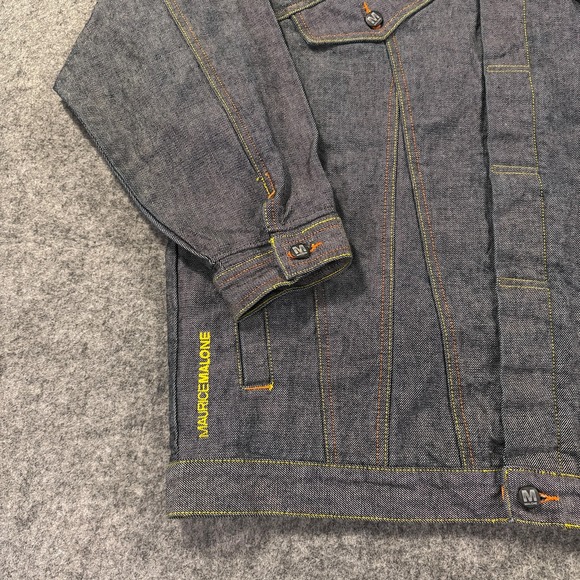 Y2k Vtg Mojeans Denim Jacket Mens 2XL Blue Military Streetwear Maurice Malone - Picture 5 of 12